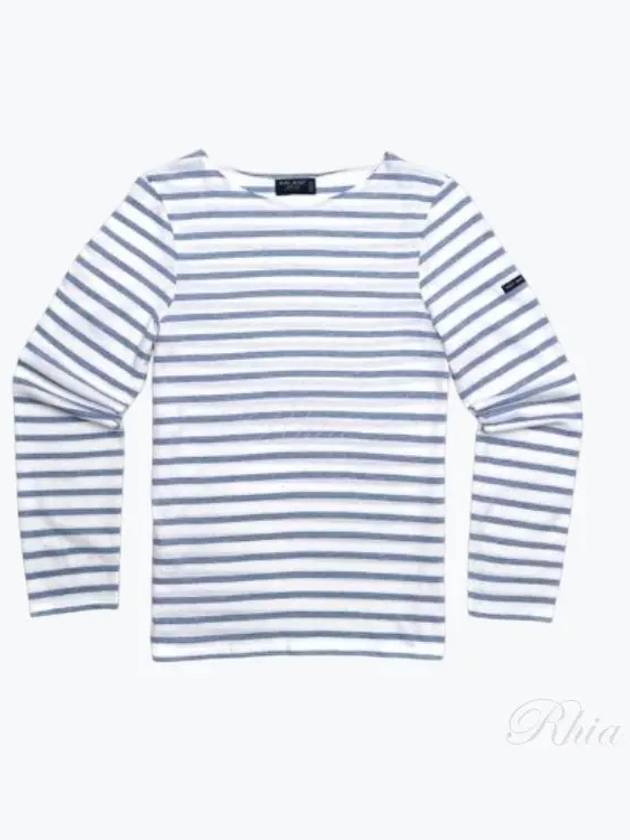 Minquiers Modern Stripe Long Sleeve T-Shirt White Blue - SAINT JAMES - BALAAN 2