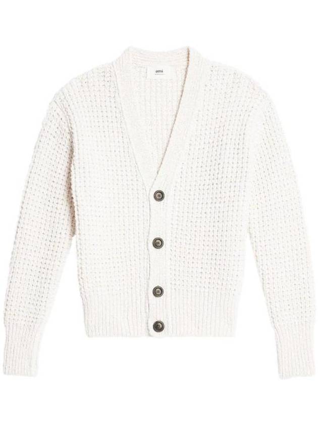 V-Neck Cardigan White - AMI - BALAAN 1