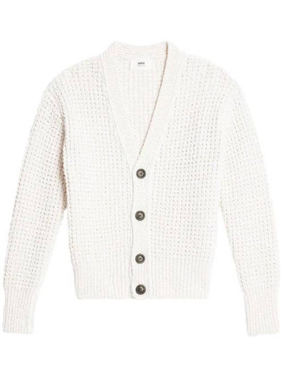 V-Neck Cardigan White - AMI - BALAAN 2