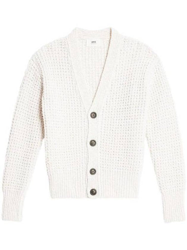 V-Neck Cardigan White - AMI - BALAAN 1