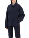 Mohair Embroidered Logo Wool Zip-up Jacket Navy - MIU MIU - BALAAN 5