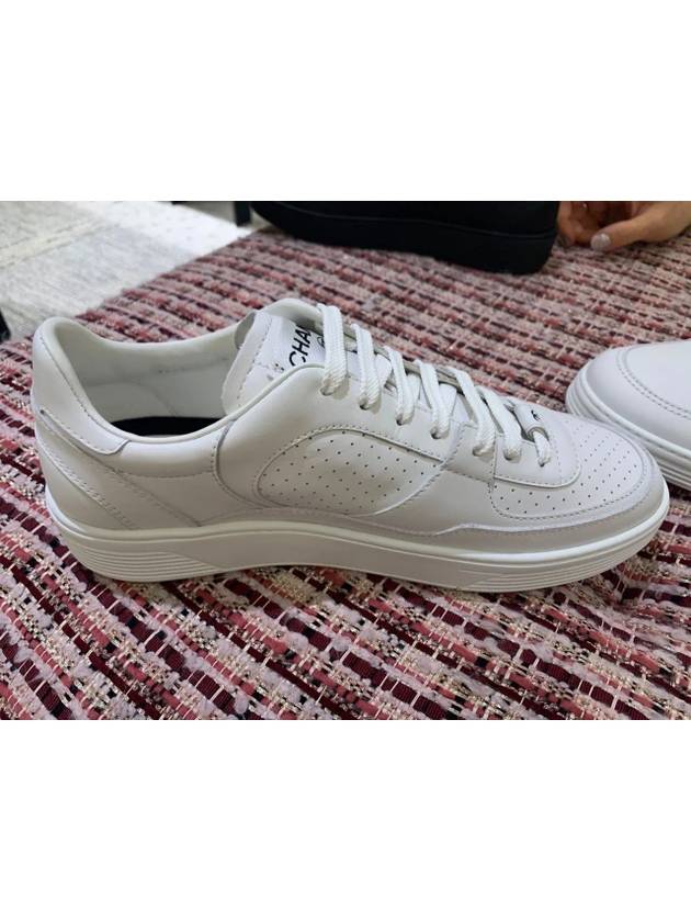 CC Logo Calfskin Low Top Sneakers White - CHANEL - BALAAN 4