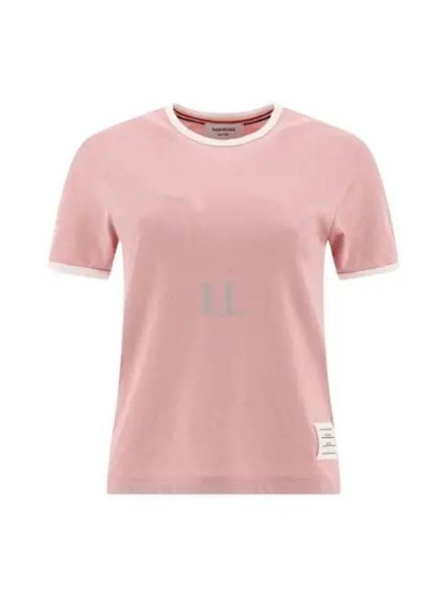 Women's Melange Jersey Ringer Short Sleeve T-Shirt Light Pink - THOM BROWNE - BALAAN 2