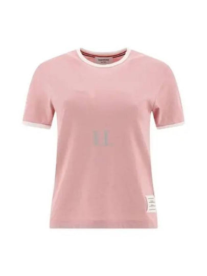 Women's Melange Jersey Ringer Short Sleeve T-Shirt Light Pink - THOM BROWNE - BALAAN 2