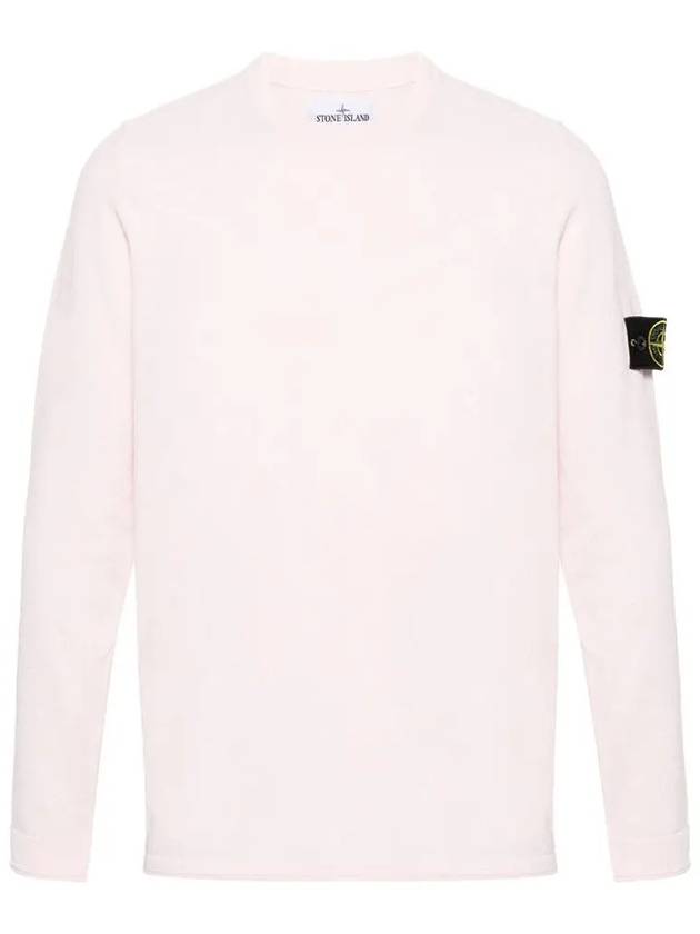 Raw Hand Cotton Crewneck Knit Top Pink - STONE ISLAND - BALAAN 2