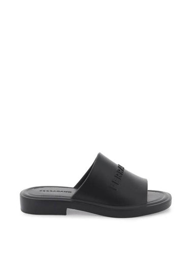 Embossed Logo Rubber Sandals Black - SALVATORE FERRAGAMO - BALAAN 1