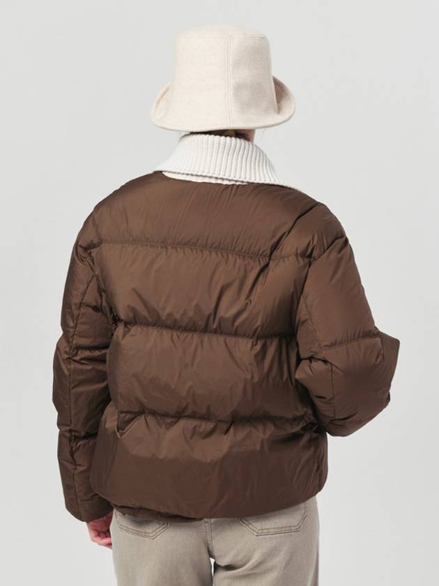 Women s Knit Collar Color Scheme Down Padded Brown Jacket DO6242JP11 1 - DOYOUKNOWMC GOLF WEAR - BALAAN 4