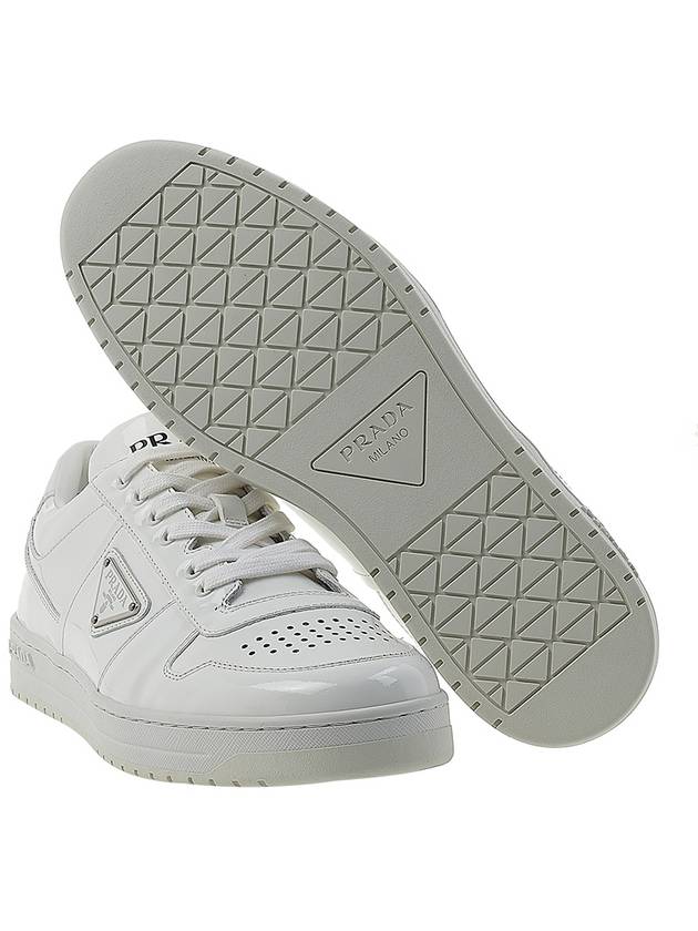 Men's Downtown Triangle Logo Leather Low Top Sneakers White - PRADA - BALAAN 6