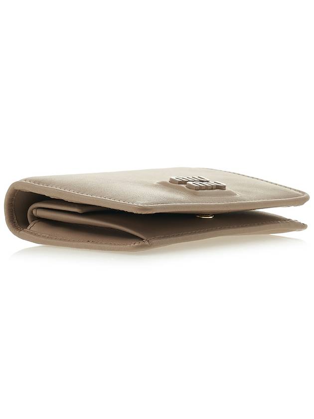 Logo Small Leather Half Wallet Beige - MIU MIU - BALAAN 6