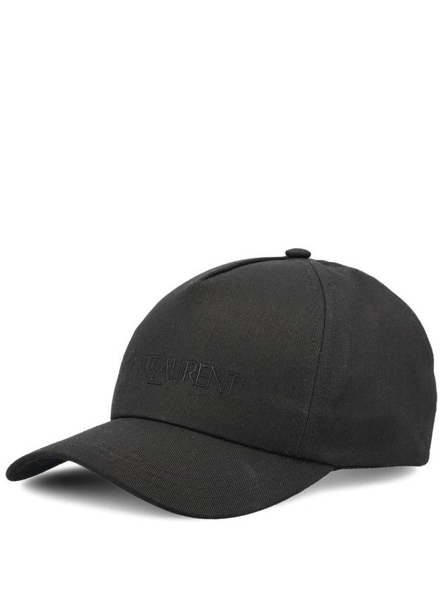 Embroidered Logo Gabardine Weave Cotton Ball Cap Black - SAINT LAURENT - BALAAN 2