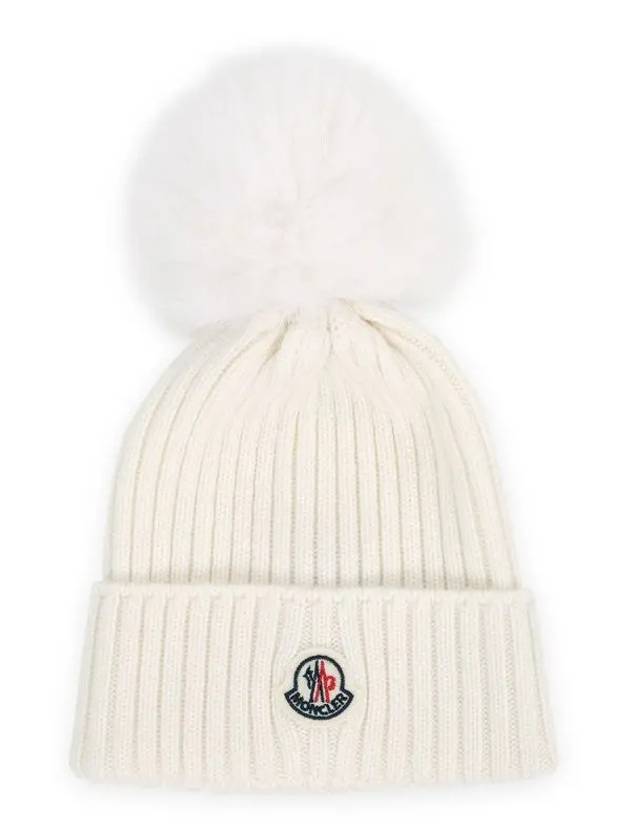 Pom Pom Wool Beanie Snow White - MONCLER - BALAAN 2