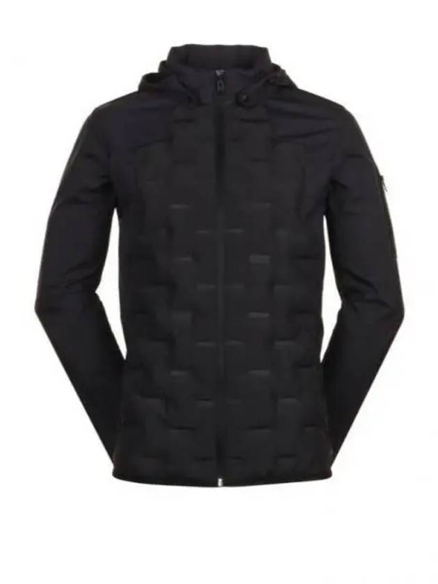 Pattern Padded Hooded Jacket Black - HUGO BOSS - BALAAN 2