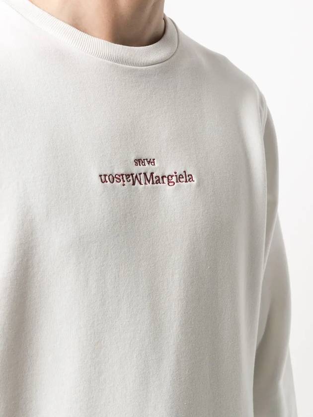 Embroidered Logo Cotton Sweatshirt White - MAISON MARGIELA - BALAAN 3