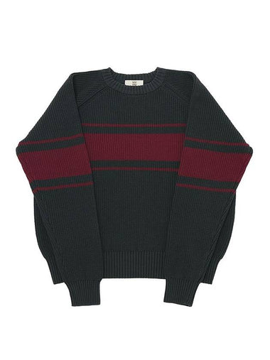 Color Line 7G Crew Neck Loose Fit Cotton Knit Top Charcoal - A NOTHING - BALAAN 1