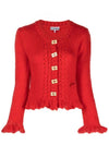 Mohair Butterfly Button Cardigan Red - GANNI - BALAAN 1