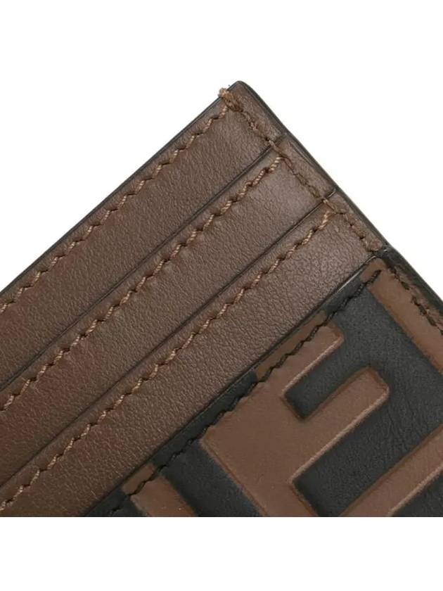 Logo Diamond Leather Card Wallet Brown - FENDI - BALAAN 7