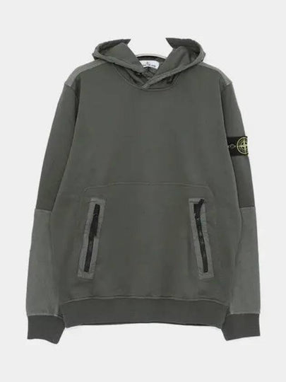 Regular Fit Mercerized Cotton Fleece Cotton Hoodie Musk Green - STONE ISLAND - BALAAN 2