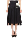 4 Bar Logo Plain Weave Wool Pleated Skirt Navy - THOM BROWNE - BALAAN 2