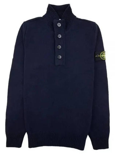 Wappen Patch Button Knit Top Navy - STONE ISLAND - BALAAN 2