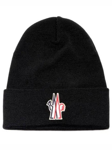 Grenoble logo patch wool beanie - MONCLER - BALAAN 1