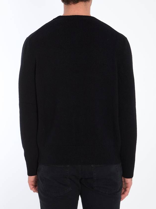 EKD Crew Neck Wool Cashmere Knit Top Black - BURBERRY - BALAAN 5