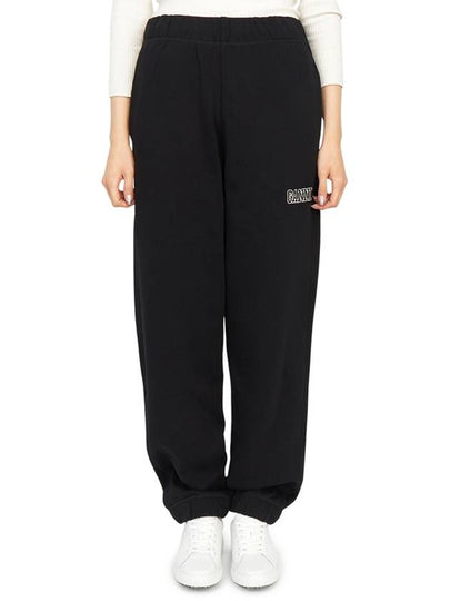 Side Logo Cotton JoGGer Track Pants Black - GANNI - BALAAN 2