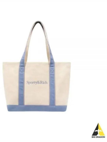 Serif Logo Two Tone Tote NaturalSky Blue ACAW233NT Bag - SPORTY & RICH - BALAAN 1