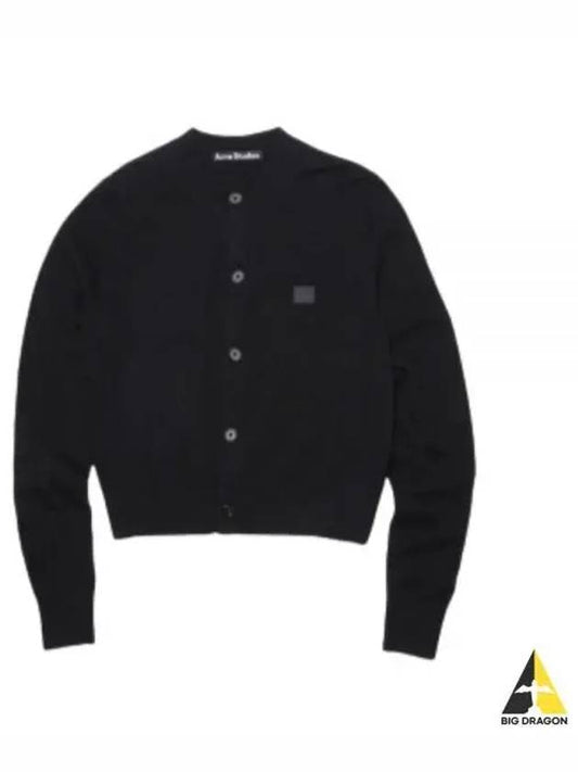 Face Patch Crop Cardigan Black - ACNE STUDIOS - BALAAN 2