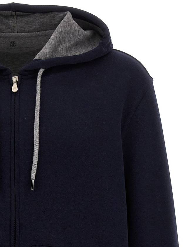 Drawstring hood zip up navy - BRUNELLO CUCINELLI - BALAAN 4