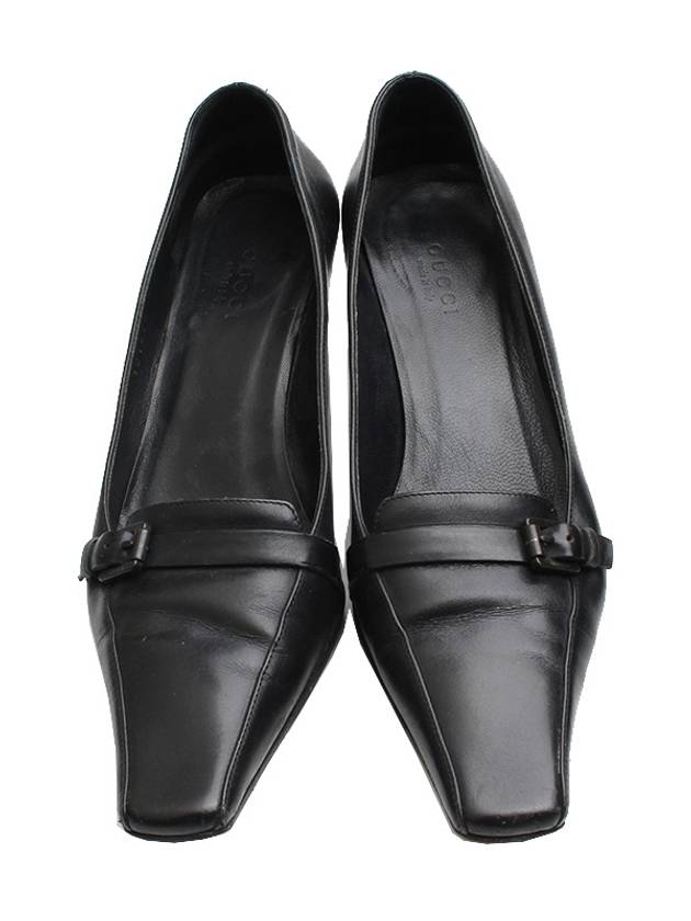 Black leather square toe pumps 36 and a half C - GUCCI - BALAAN 2