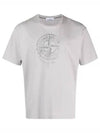 Men's Logo Print Crew Neck Short Sleeve T-Shirt Grey - STONE ISLAND - BALAAN 2