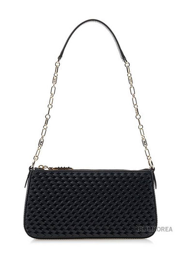 Empire Medium Chain Link Woven Leather Pochette Shoulder Bag Black - MICHAEL KORS - BALAAN 2