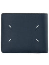 Stitched Bifold Leather Half Wallet Navy - MAISON MARGIELA - BALAAN 2