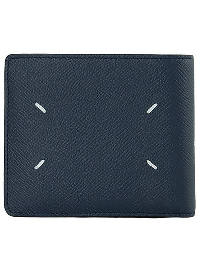 Stitched Bifold Leather Half Wallet Navy - MAISON MARGIELA - BALAAN 2