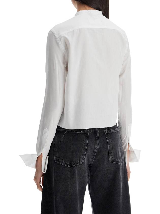 white cropped tuxedo shirt with wide neckline - HOMMEGIRLS - BALAAN 3