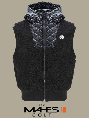 Women s Vest Cardigan Black Label Fleece Padded Lining Hooded GV40666 - MAHES - BALAAN 1