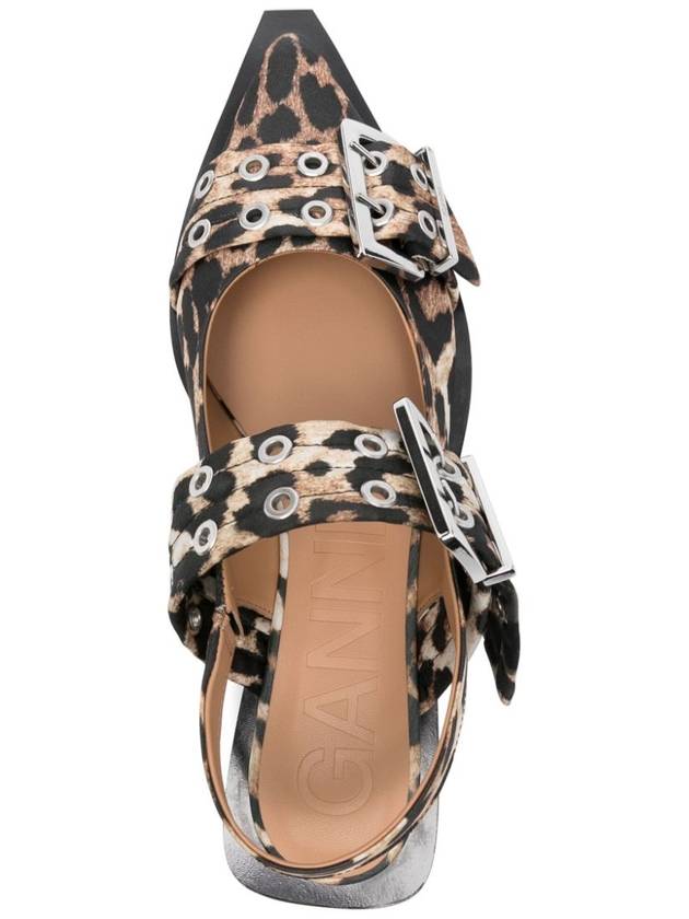 Leopard Satin Feminine Buckle Ballerina Brown - GANNI - BALAAN 4