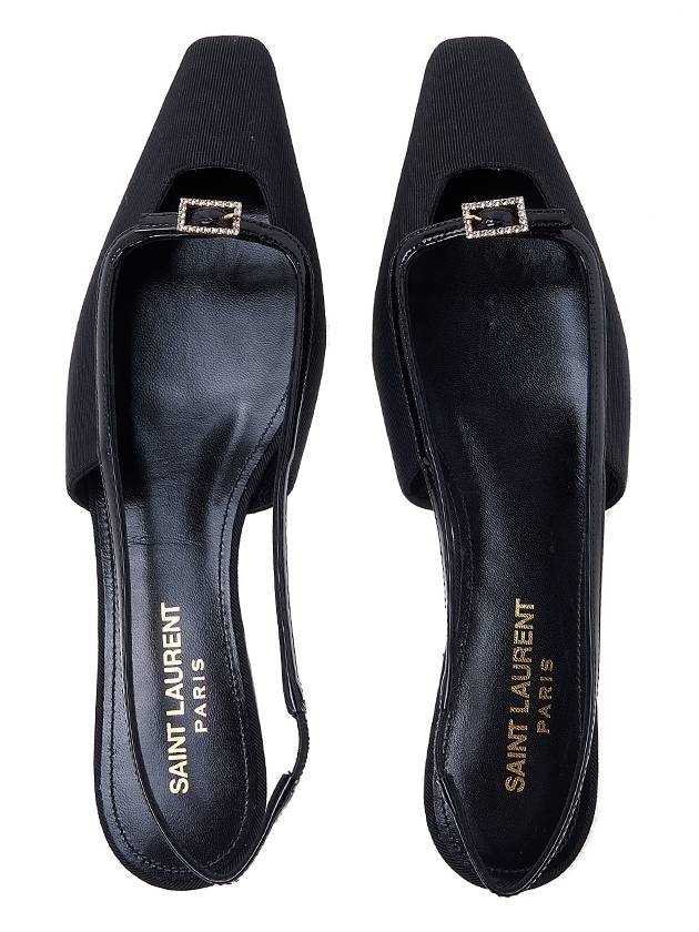 Blade Ottoman Fabric Patent Leather Slingback Flats Black - SAINT LAURENT - BALAAN 7