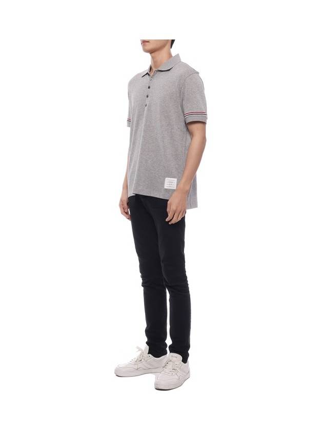 Lightweight Cotton Short Sleeve Polo Shirt Grey - THOM BROWNE - BALAAN 5