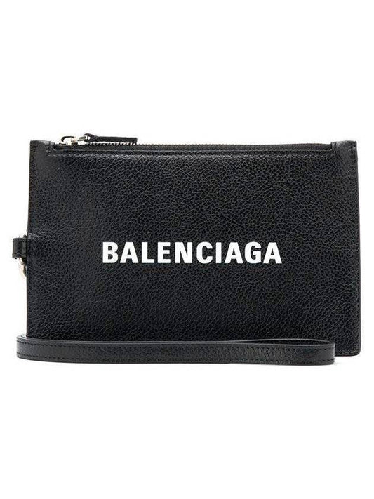 logo strap card wallet black - BALENCIAGA - BALAAN.