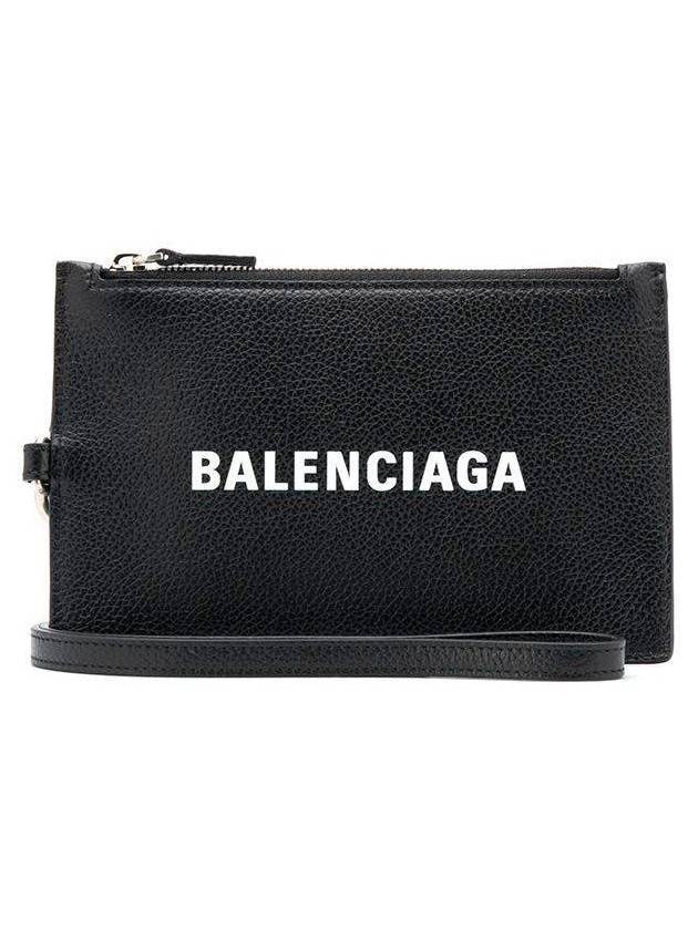 Logo Neck Strap Card Wallet Black - BALENCIAGA - BALAAN 1