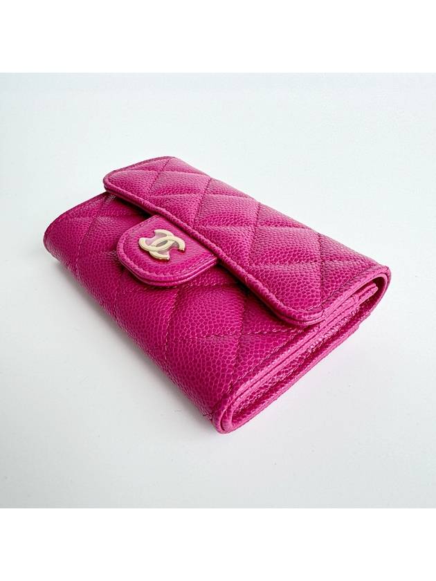 Classic Snap Caviar Card Holder Pink Gold Plated - CHANEL - BALAAN 8