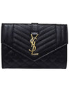 Matelasse Monogram Envelope Small Half Wallet Black - SAINT LAURENT - BALAAN 3