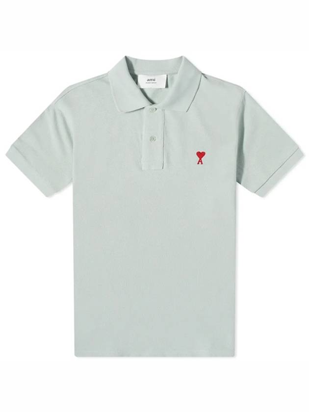 Small Heart Logo Polo Shirt Green - AMI - BALAAN 2