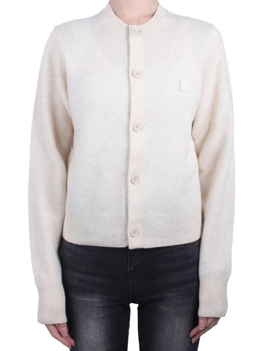 Studios Face Logo Patch Cardigan White - ACNE STUDIOS - BALAAN.