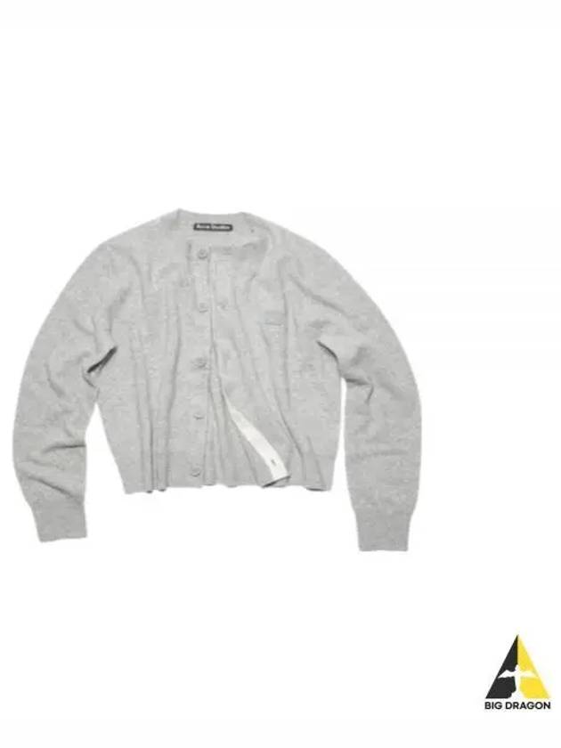 Face Patch Crop Cardigan Light Grey Melange - ACNE STUDIOS - BALAAN 2