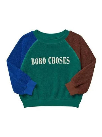 223AC043 198 Logo Color Block Fleece Junior Sweatshirt 270337 1136728 - BOBO CHOSES - BALAAN 1