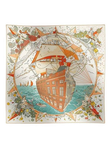 Flagship Silk 90 Scarf Creme - HERMES - BALAAN 1