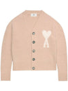 Heart Logo Oversized Cardigan Pink Ivory - AMI - BALAAN 1