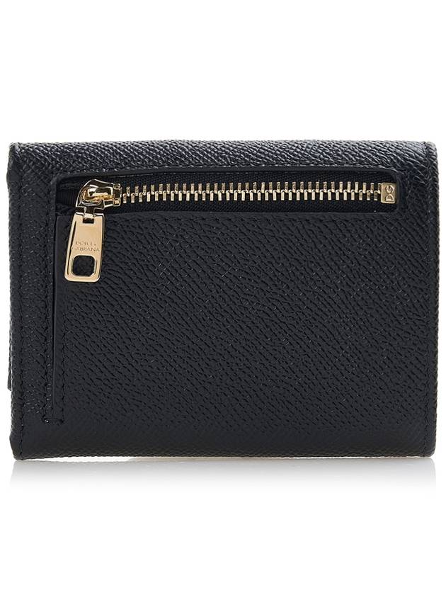 Logo Patch Dauphine Leather Half Wallet Black - DOLCE&GABBANA - BALAAN 4